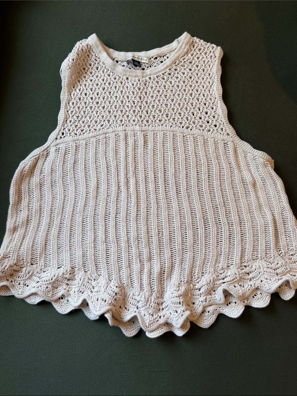 American Eagle Outfitters Light Pink Crochet Ribbed Tank